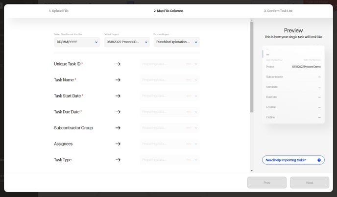 3 procore import mapping fields